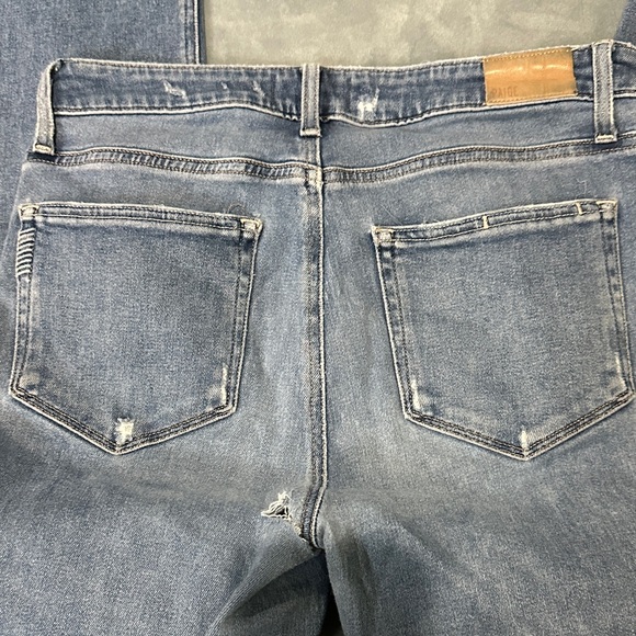 PAIGE Hoxton Slim Women's Distressed Lt Blue Cropped Frayed Jeans 29 See Details - Picture 8 of 14